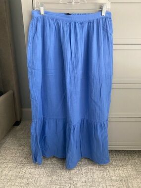 Banana Republic Factory Light Blue Midi Tiered Skirt